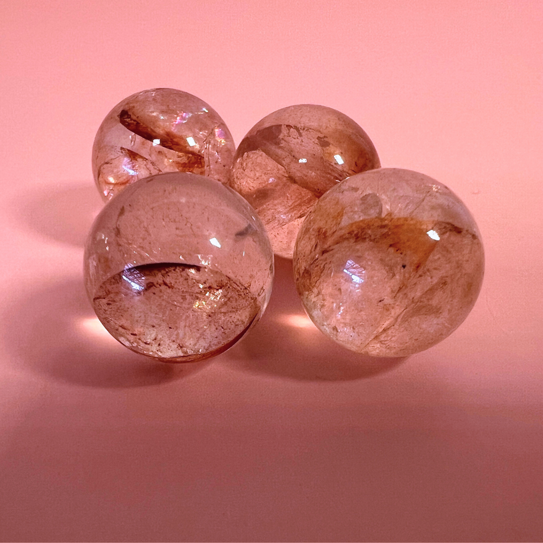 Rød hæmatit kvarts (fire quartz) mini kugle