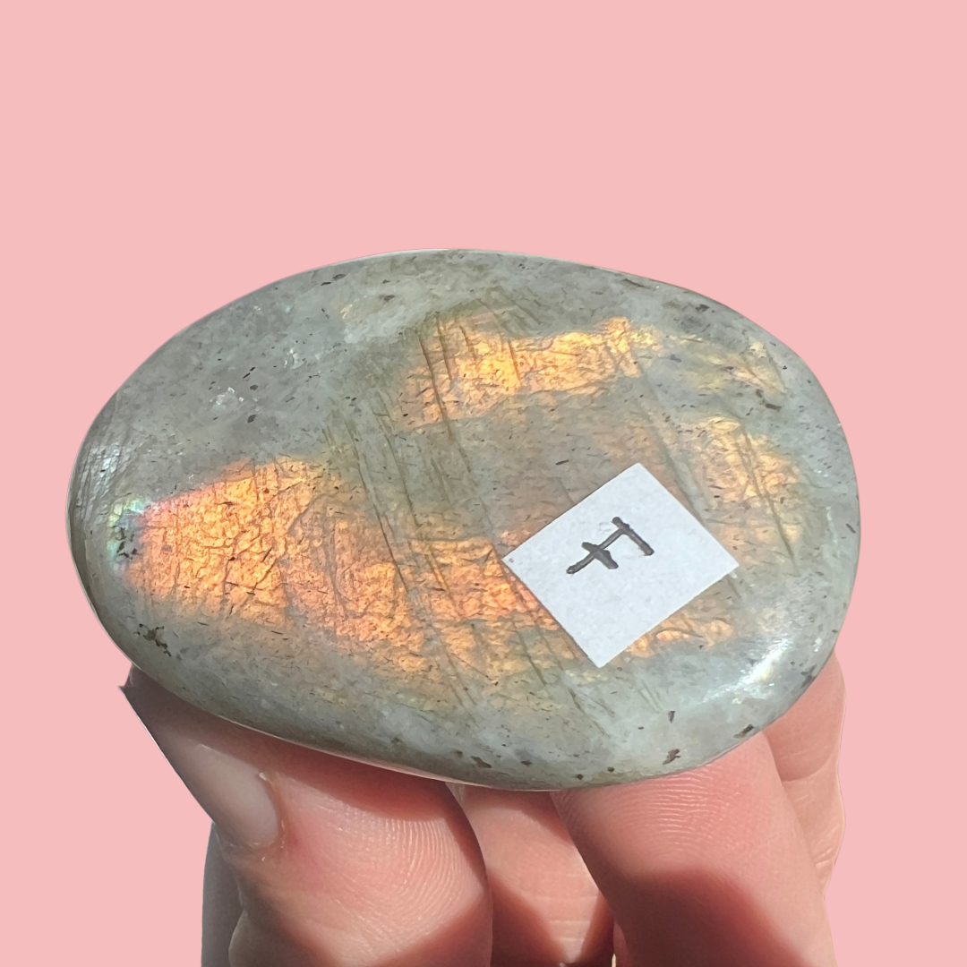 Sunset labradorit flat stone "F" - høj kvalitet