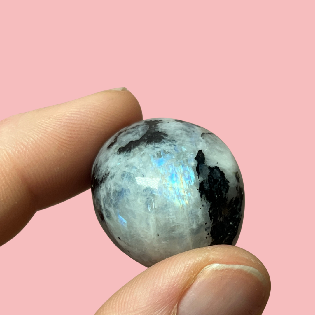 Peristerit (regnbue månesten) lommesten - høj kvalitet