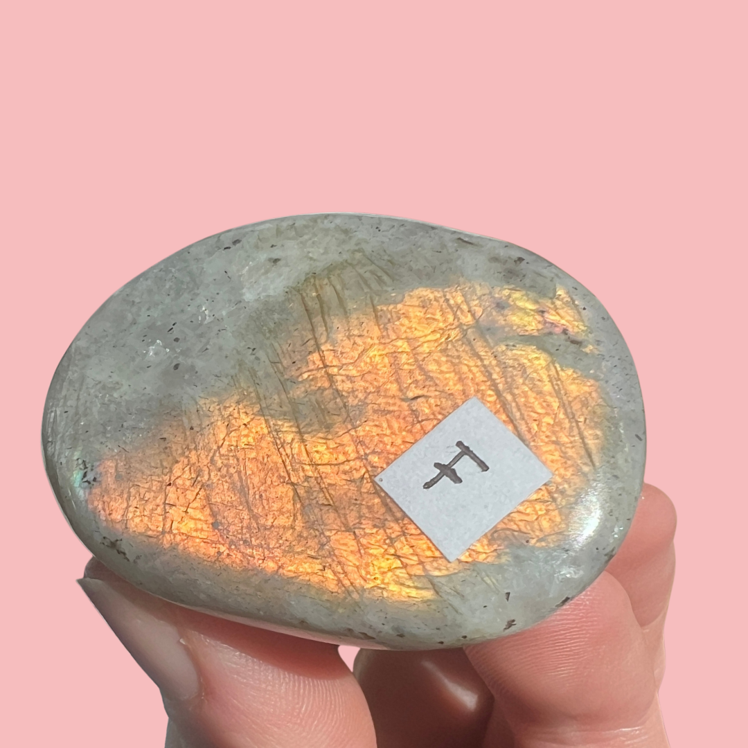 Sunset labradorit flat stone "F" - høj kvalitet