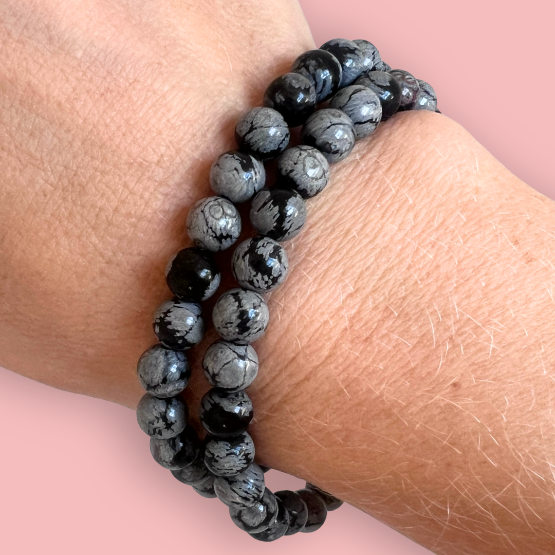 Snefnug obsidian armbånd