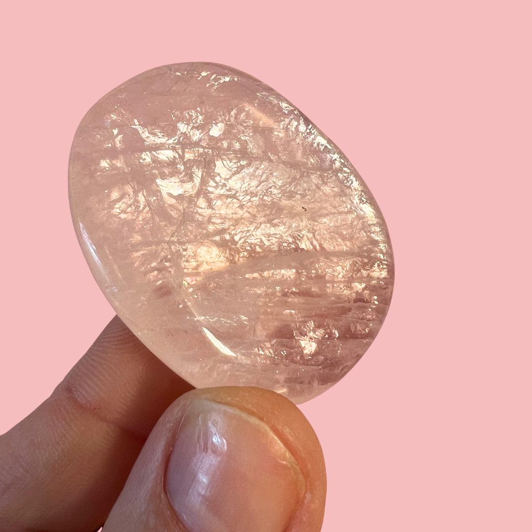 Rosakvarts flatstone - høj kvalitet