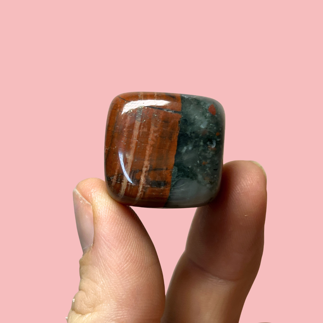 heliotrop jaspis kube lommesten