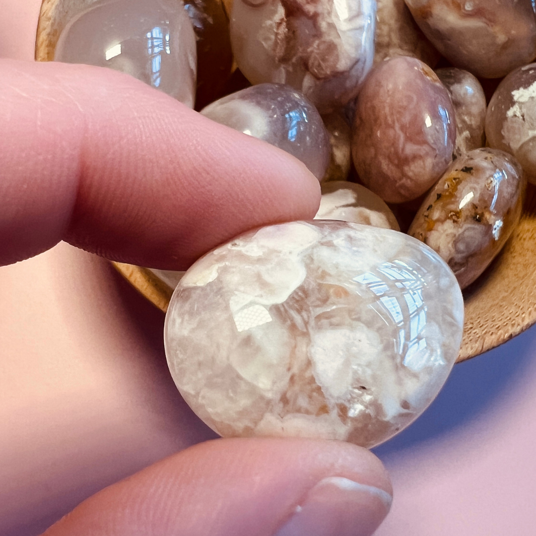 Blomster agat lommesten - eksklusiv kvalitet