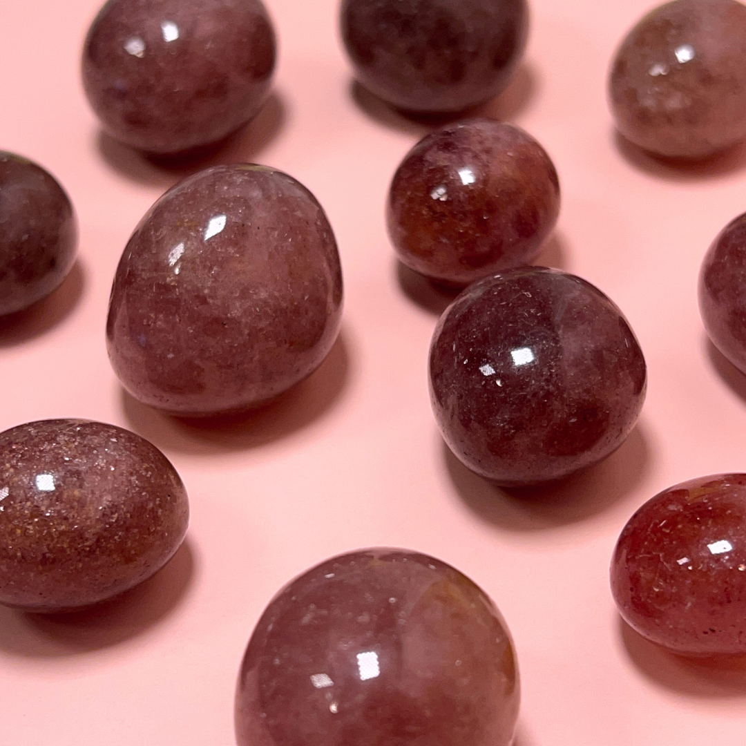 jordbærkvarts lommesten - høj kvalitet