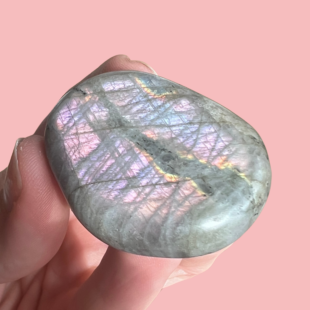 Sunset labradorit flat stone "D" - høj kvalitet