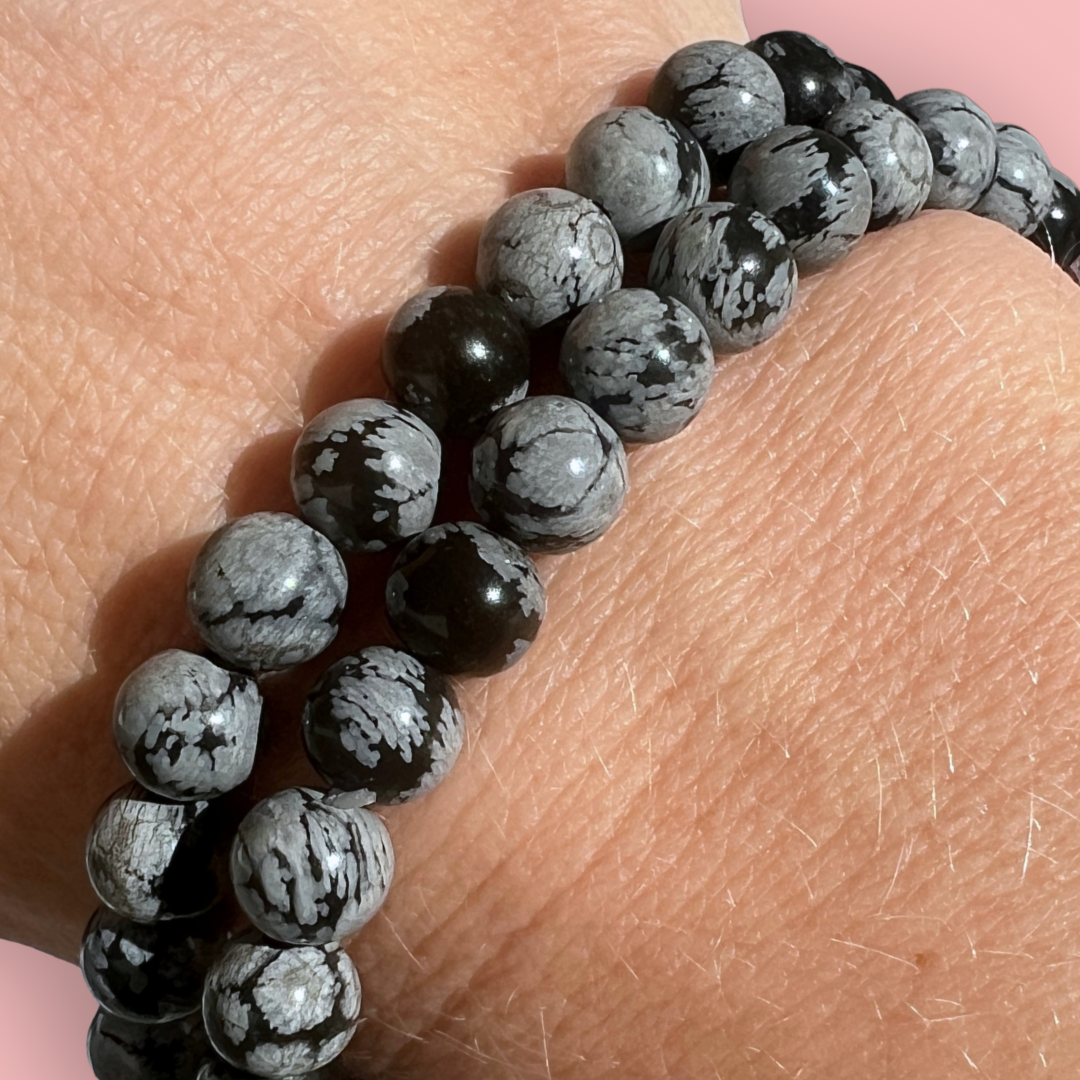 Snefnug obsidian armbånd