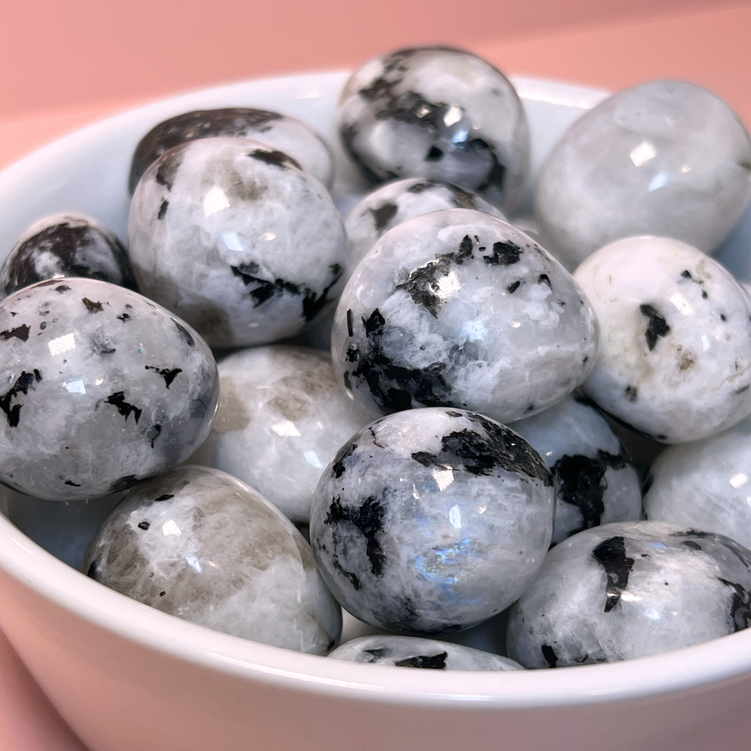 Peristerit (regnbue månesten) lommesten - høj kvalitet