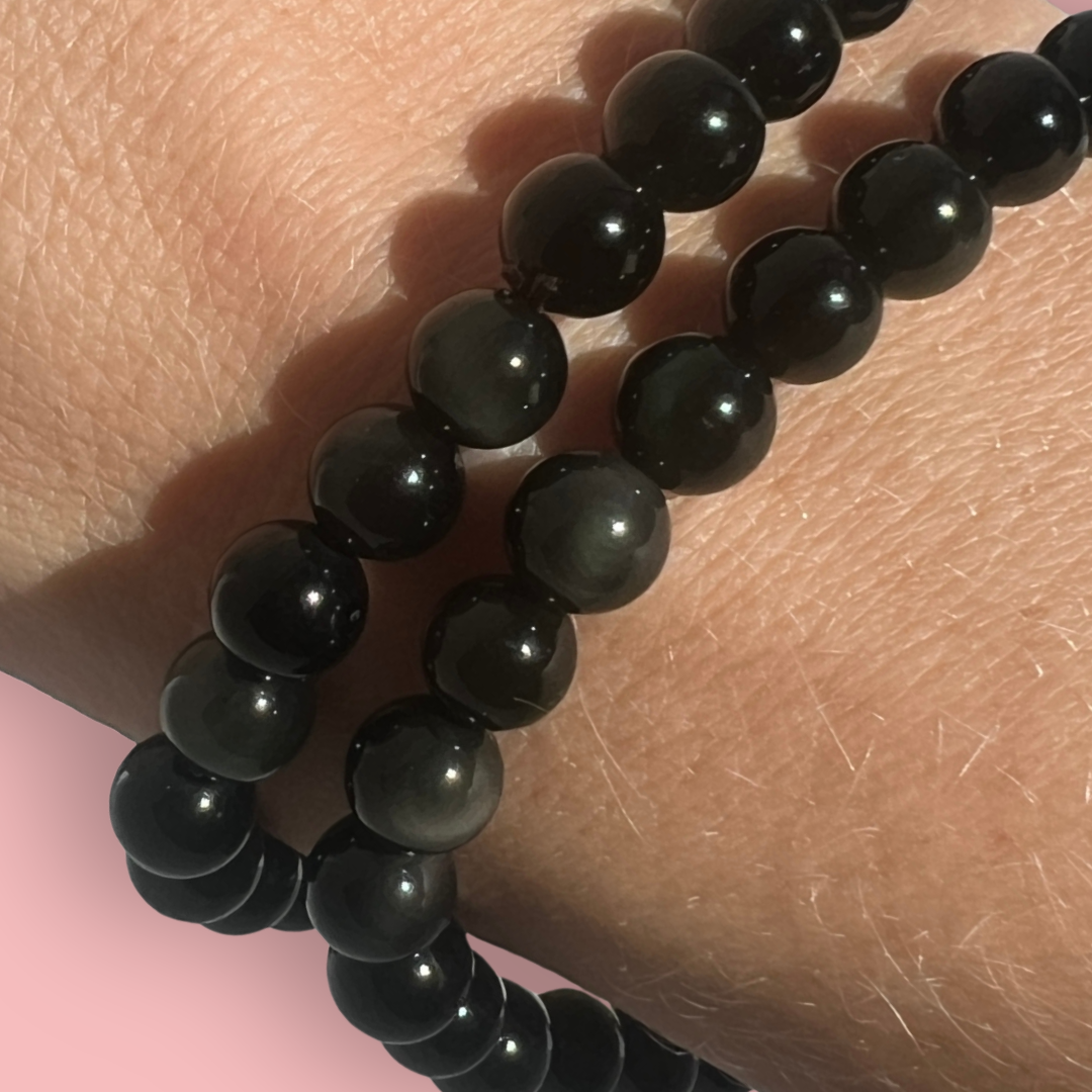 Regnbue obsidian armbånd