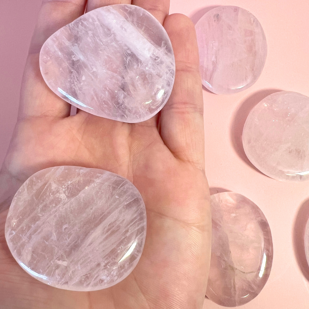 Rosakvarts flatstone - høj kvalitet